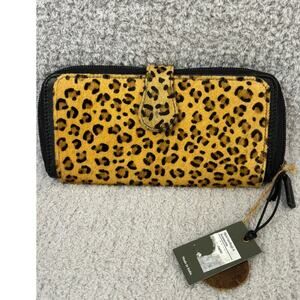 Myra Bag Yellow Calf Hair Big Cat Print Leather Wallet NWT #69292